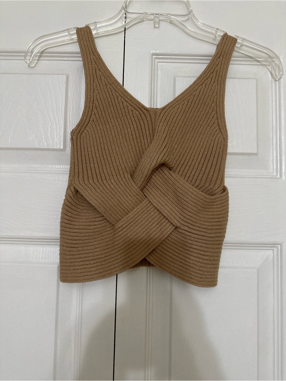 Knit Twist-Front Tank Top - Camel